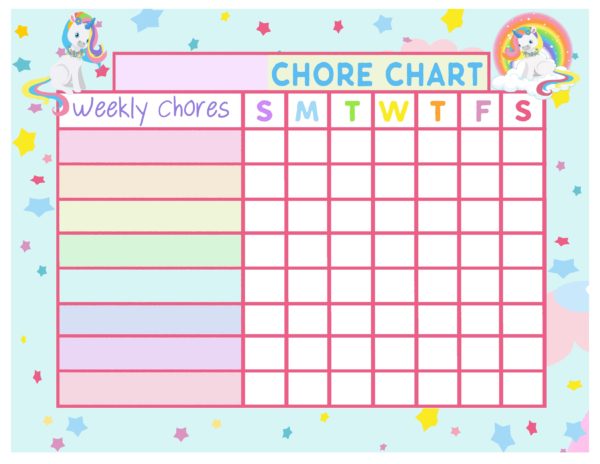 Kids Chore Chart Printable - Blue - Juju Sprinkles